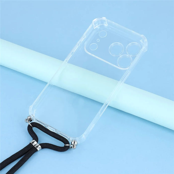 For iPhone 18 Pro Max  /  17 Pro Max Case Reinforced Corner TPU Clear Phone Cover with Lanyard - 3