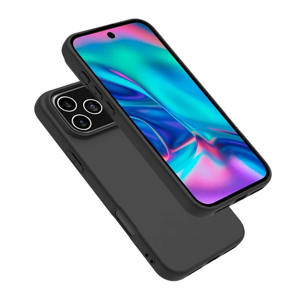 For iPhone 18 Pro / 17 Pro Case Soft Matte Back TPU Black Phone Cover (Large Cutout) - Black - 3
