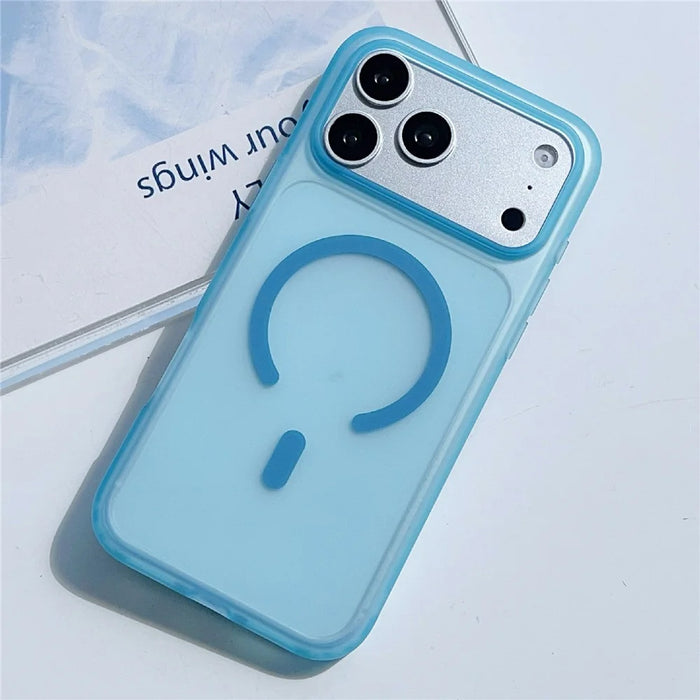 For iPhone 18 Pro / 17 Pro Magnetic Case Skin-touch PC Matte Back Phone Cover - Transparent Blue - 1
