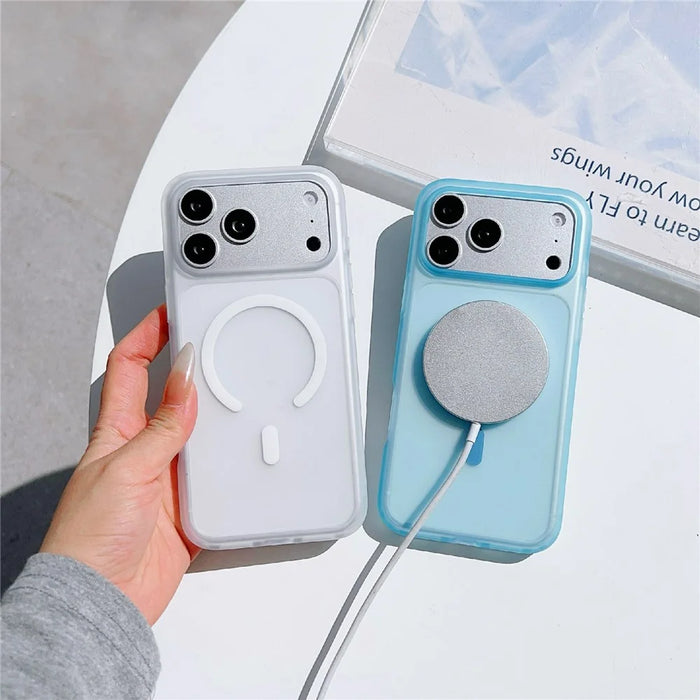 For iPhone 18 Pro / 17 Pro Magnetic Case Skin-touch PC Matte Back Phone Cover - Transparent Blue - 2