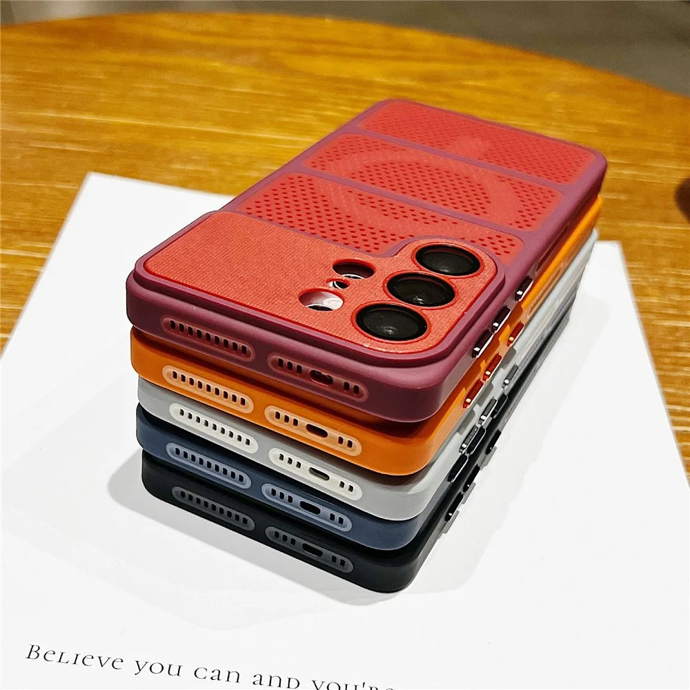 For Samsung Galaxy S25 Ultra Magnetic Case Three-Zone Cooling PC + TPU Scratch Resistant Phone Cover - Blue - 6