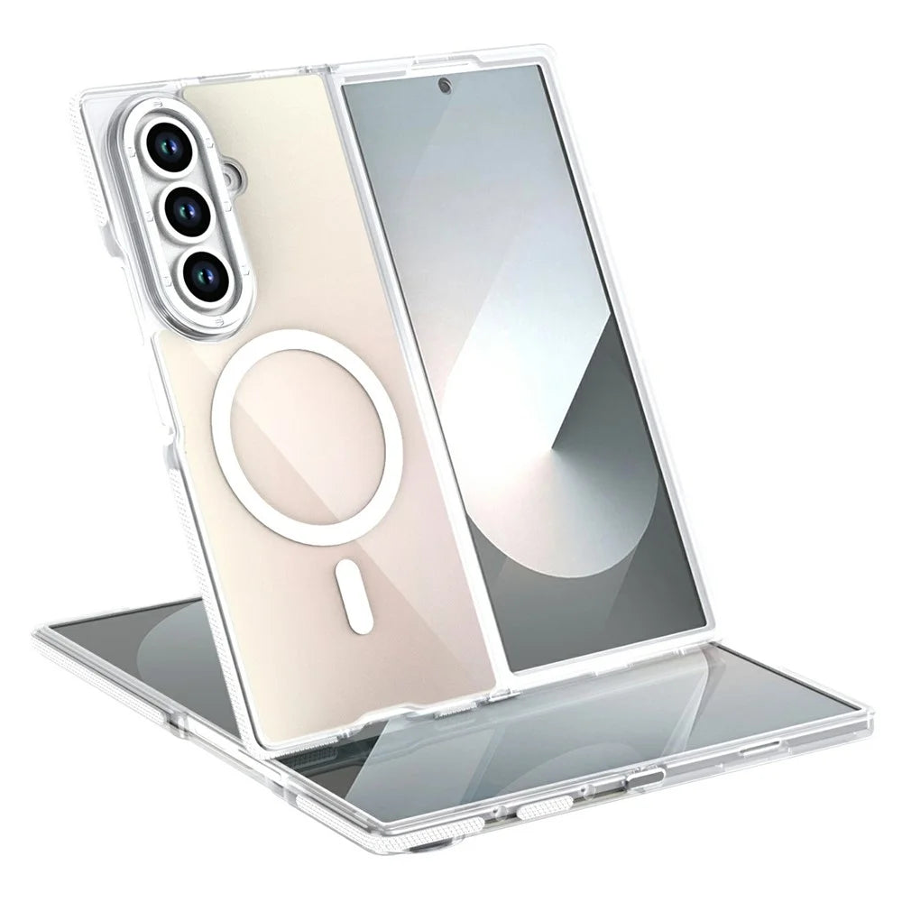 For Samsung Galaxy Z Fold8 Ultra Magnetic Case Cute Fluorescent Design TPU Acrylic Phone Back Cover - White - 1