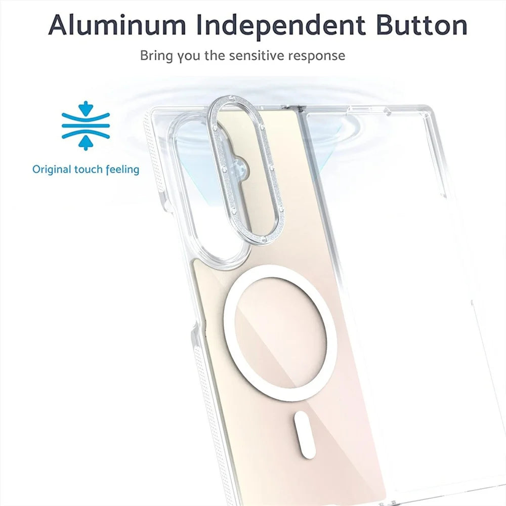 For Samsung Galaxy Z Fold8 Ultra Magnetic Case Cute Fluorescent Design TPU Acrylic Phone Back Cover - White - 2
