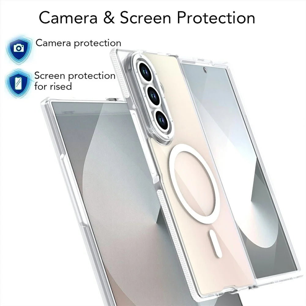 For Samsung Galaxy Z Fold8 Ultra Magnetic Case Cute Fluorescent Design TPU Acrylic Phone Back Cover - White - 3