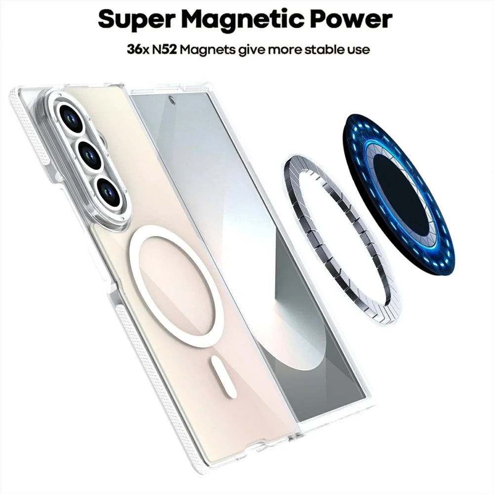 For Samsung Galaxy Z Fold8 Ultra Magnetic Case Cute Fluorescent Design TPU Acrylic Phone Back Cover - White - 4