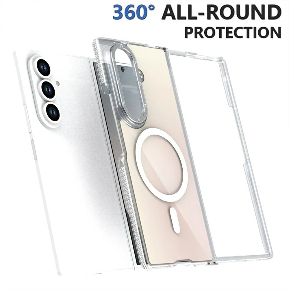 For Samsung Galaxy Z Fold8 Ultra Magnetic Case Cute Fluorescent Design TPU Acrylic Phone Back Cover - White - 6