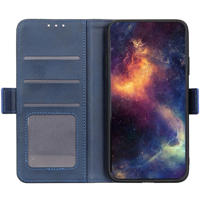 For Samsung Galaxy A34 5G Phone Protection Cover Magnetic Wallet Foldable Stand Anti-scratch Cowhide Texture PU Leather Case - Blue - 2