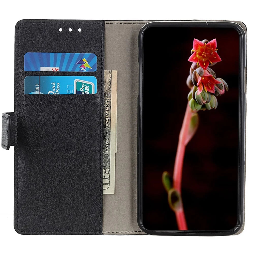 Textured Phone Case for Samsung Galaxy A34 5G, Well-protected PU Leather Stand Shell Folio Flip Wallet Cover - Black - 2