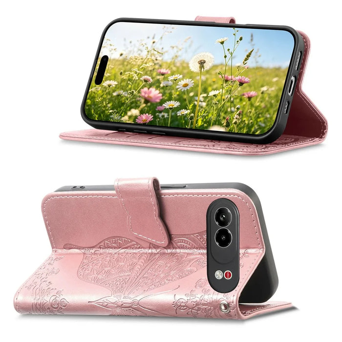 For ZTE nubia Air Pro 5G Case with Strap Butterfly Pattern PU Leather Wallet Phone Cover - Rose Gold - 3