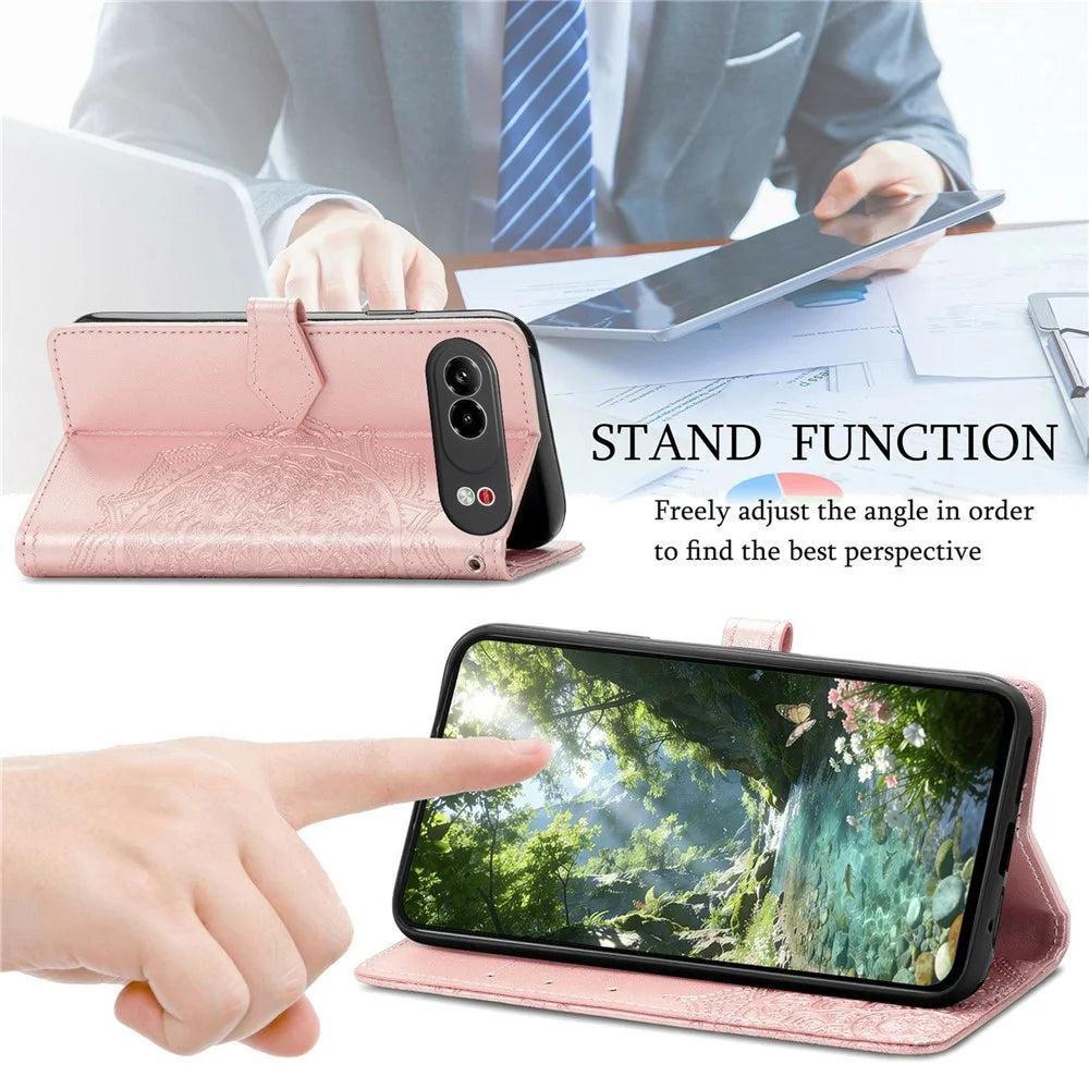 For ZTE nubia Air Pro 5G Wallet Case Mandala Flower Leather Phone Cover Stand - Rose Gold - 5