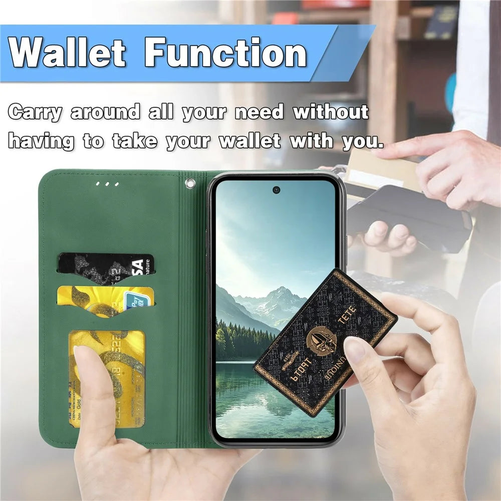For ZTE nubia Air Pro 5G Leather Case with Card Holder Magnetic Absorption Phone Cover - Green - 7