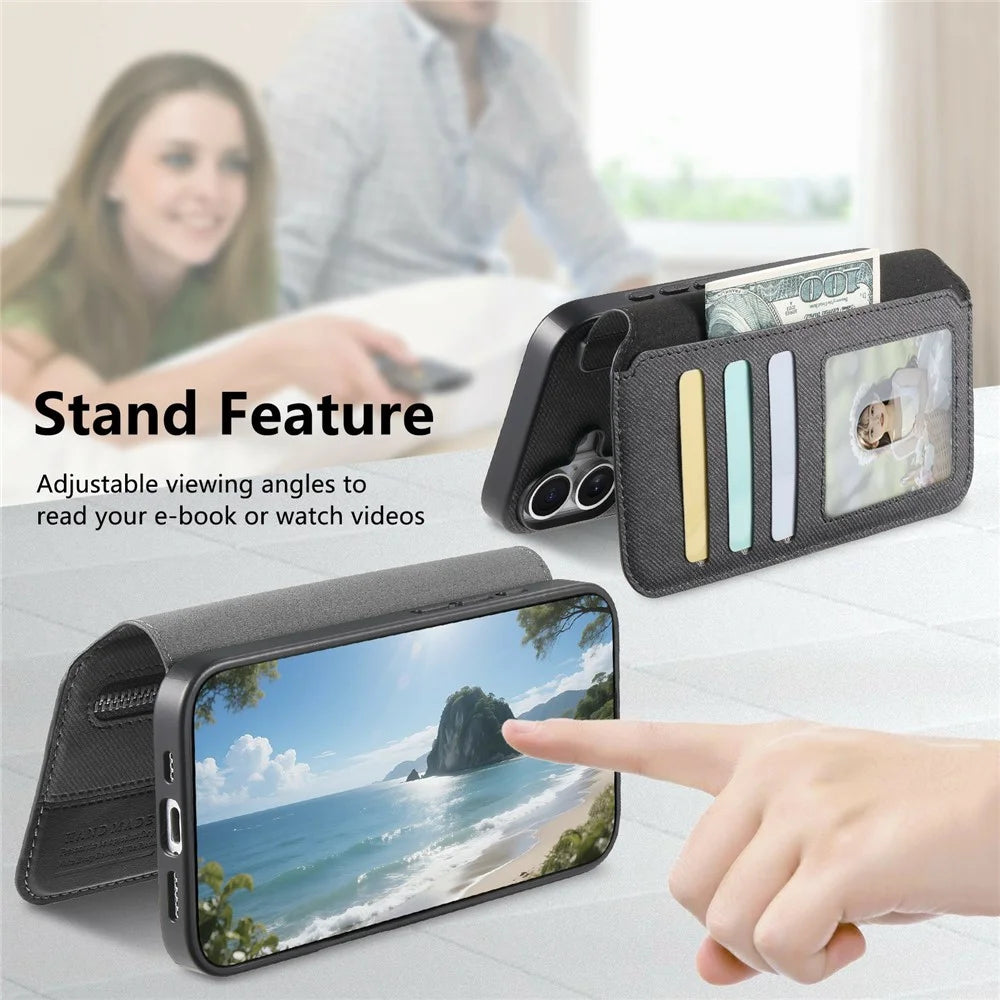 For Realme GT 8 Pro 5G Magnetic Case RFID Blocking Detachable Wallet Stand Cloth Texture Leather Phone Cover - Black - 3