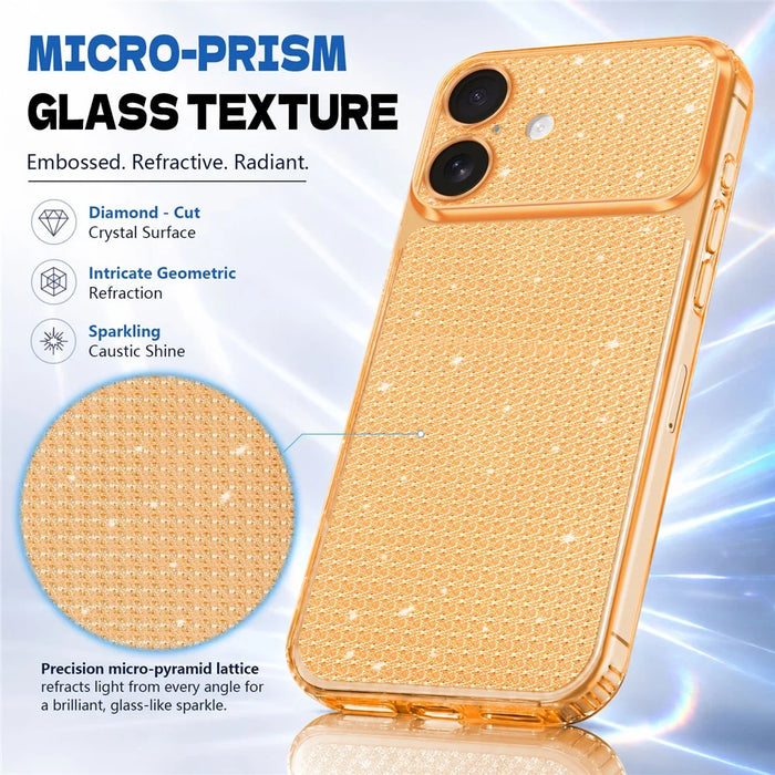For iPhone 17 TPU Case Diamond Texture Glitter Shockproof Phone Cover with Airbag Corner - Orange - 3
