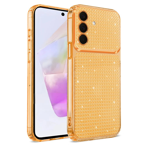 For Samsung Galaxy A27 5G  /  Galaxy M47 5G TPU Case Diamond Texture Glitter Shockproof Phone Cover with Airbag Corner - Orange - 1