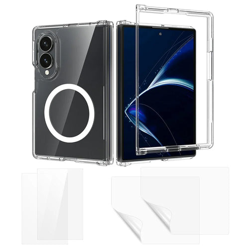 For Samsung Galaxy Z Fold8 Magnetic Case PC + TPU Clear Phone Cover + 2Pcs Outer Screen Tempered Glass Film + 2Pcs Inner Screen Hydrogel Film - Transparent - 1