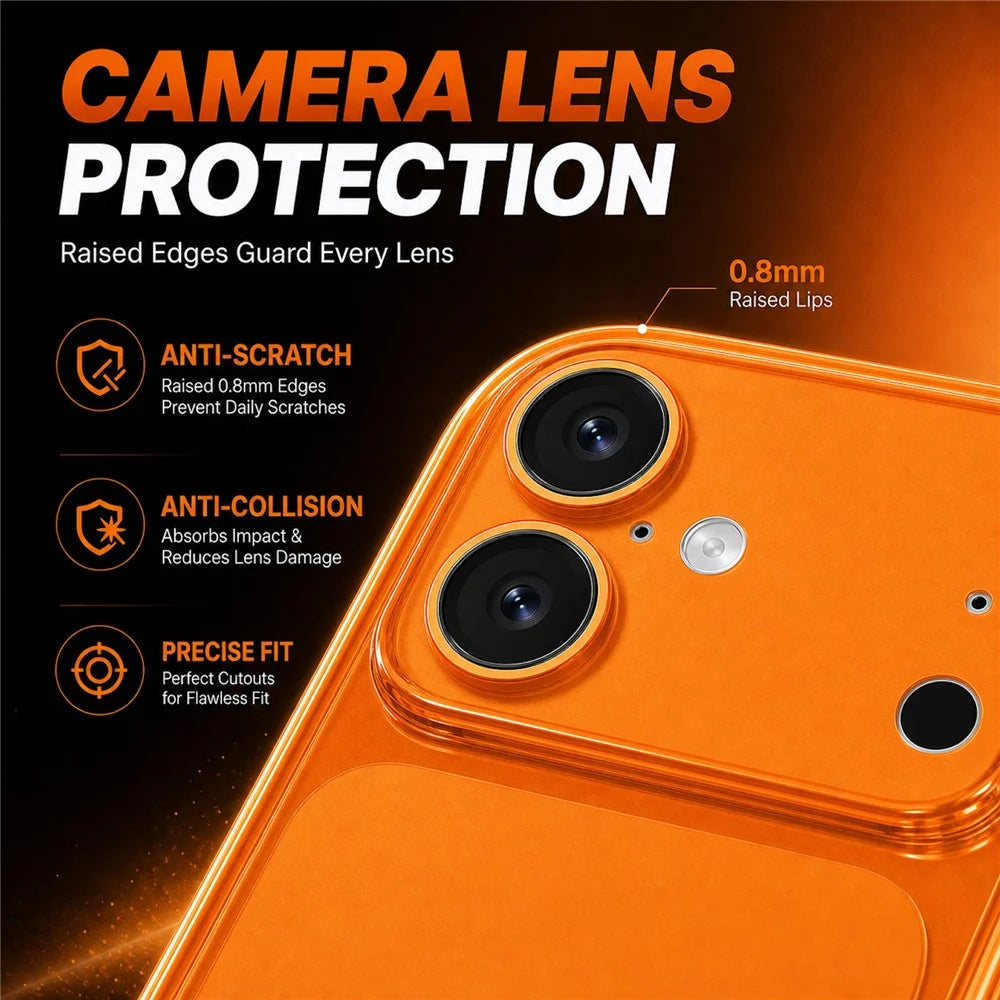 MOFI for iPhone 17 Magnetic Case Frosted Translucent TPU Shockproof Phone Cover with Camera Lens Protector - Orange - 3