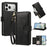 For iPhone 17 Pro Max Case PU Leather Butterfly Floral Zippered Wallet Phone Cover with Wrist Strap / Shoulder Strap - Black - 1