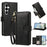For Samsung Galaxy S26 Case PU Leather Butterfly Floral Zippered Wallet Phone Cover with Wrist Strap / Shoulder Strap - Black - 1