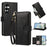 For Samsung Galaxy S26 FE Case PU Leather Butterfly Floral Zippered Wallet Phone Cover with Wrist Strap / Shoulder Strap - Black - 1