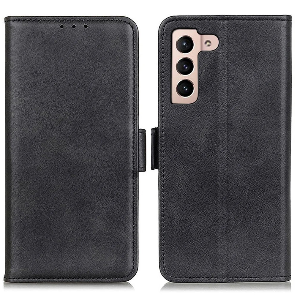 For Samsung Galaxy S23 Bump Proof Protection Cover Magnetic Wallet Foldable Stand Cowhide Texture PU Leather Case - Black - 1
