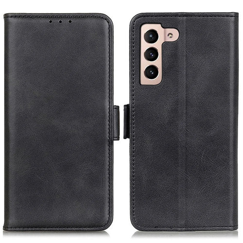 For Samsung Galaxy S23 Bump Proof Protection Cover Magnetic Wallet Foldable Stand Cowhide Texture PU Leather Case - Black - 1