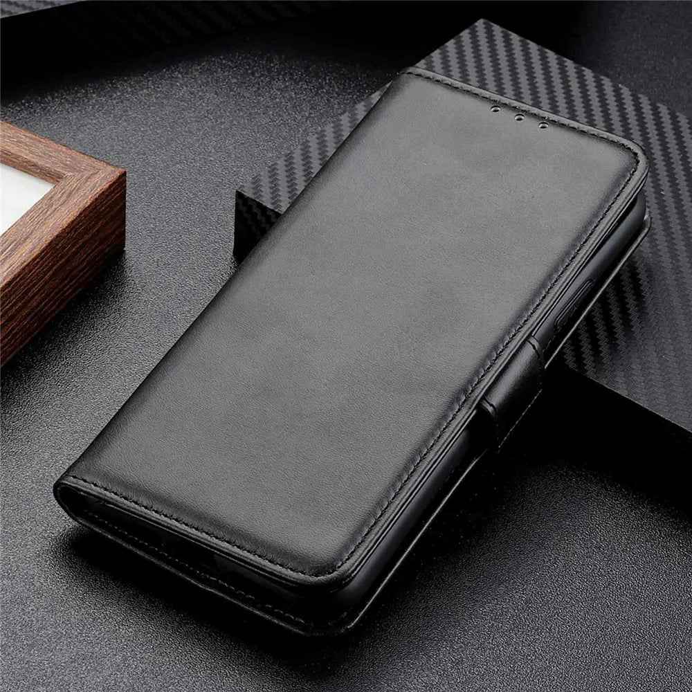 For Samsung Galaxy S23 Bump Proof Protection Cover Magnetic Wallet Foldable Stand Cowhide Texture PU Leather Case - Black - 5
