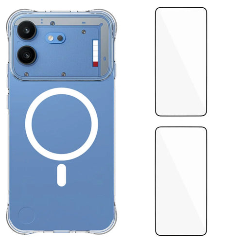 WANLONFENG for Nothing Phone (4b) WL1 Series 2.0mm Magnetic Case Clear TPU Phone Back Cover with 2Pcs Screen Films - Transparent - 1
