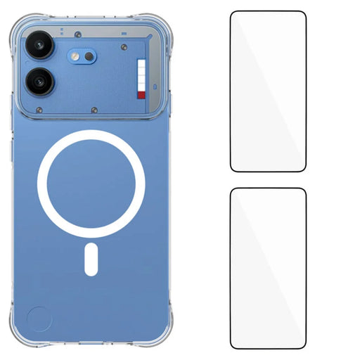 WANLONFENG for Nothing Phone (4b) WL1 Series 2.0mm Magnetic Case Clear TPU Phone Back Cover with 2Pcs Screen Films - Transparent - 1