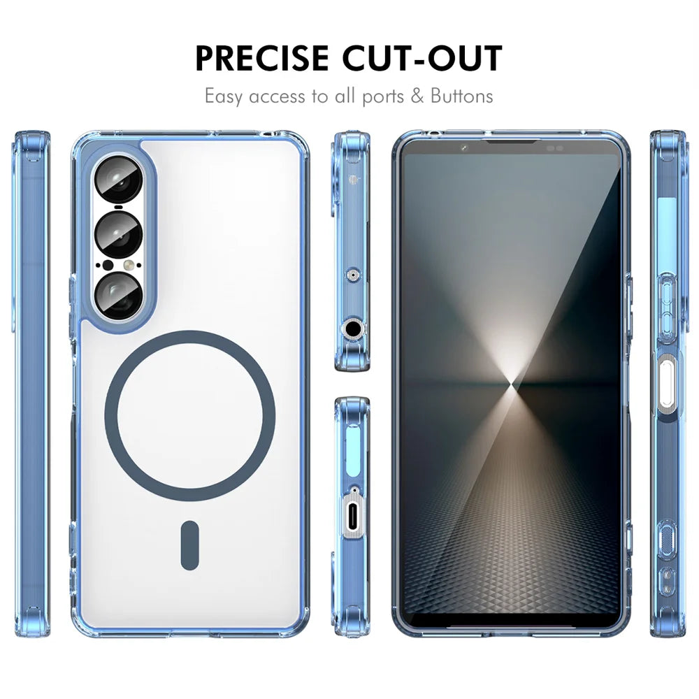 HAT PRINCE for Sony Xperia 1 VII ENKAY  Magnetic Case Crystal Clear TPU Phone Cover with High Aluminium-silicon Glass Screen Protector - Black - 4