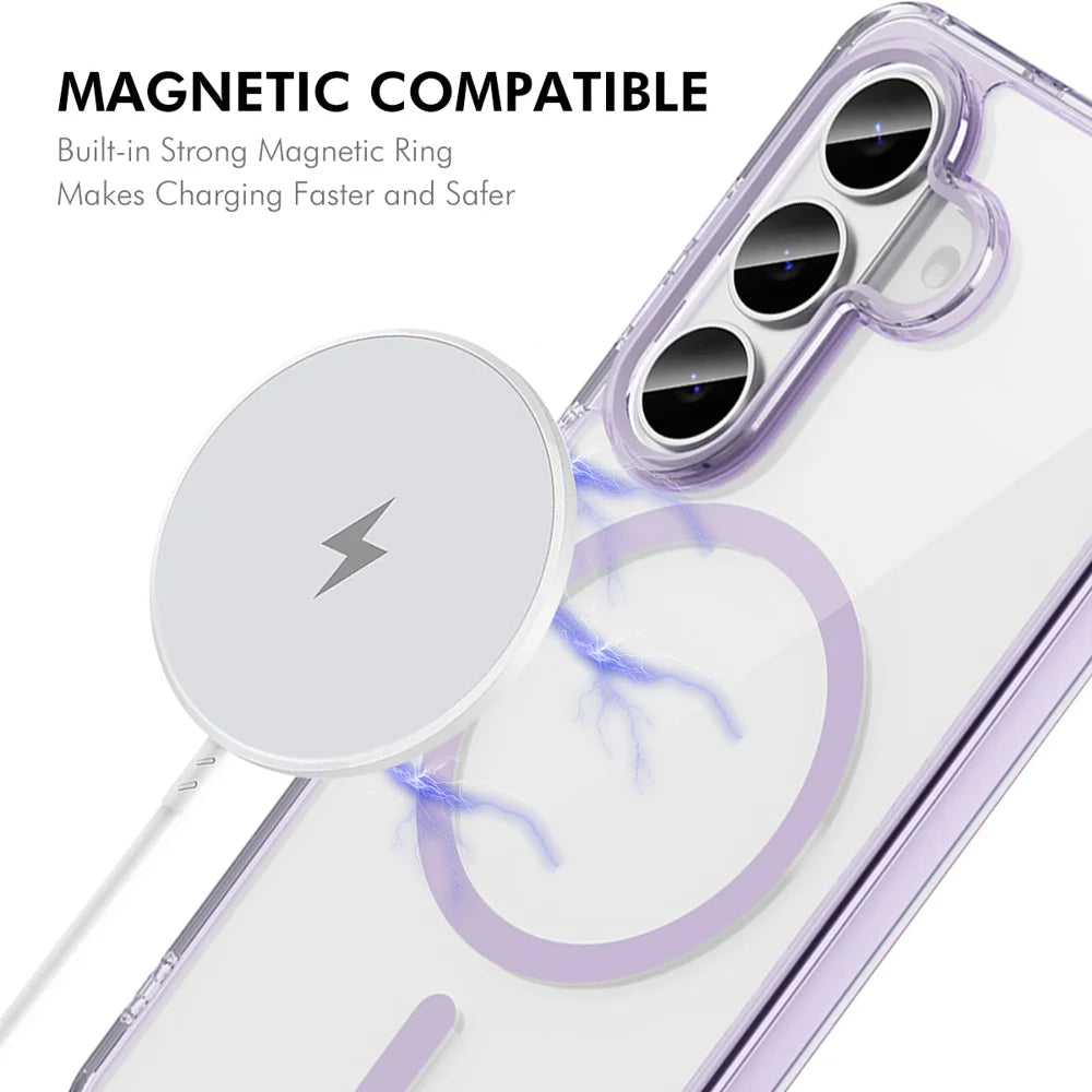 HAT PRINCE for Samsung Galaxy S24 / Galaxy S25 ENKAY  Magnetic Case Clear TPU Phone Cover with High Aluminium-silicon Glass Screen Protector (Fingerprint Unlock) - Black - 2