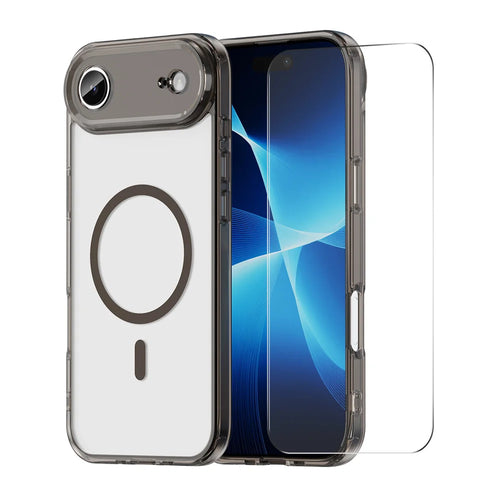 HAT PRINCE for iPhone Air ENKAY  Magnetic Case Crystal Clear TPU Phone Cover with High Aluminium-silicon Glass Screen Protector - Black - 1