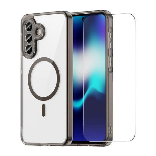HAT PRINCE for Samsung Galaxy A16 4G / Galaxy A16 5G ENKAY  Magnetic Case Crystal Clear TPU Phone Cover with High Aluminium-silicon Glass Screen Protector - Black - 1