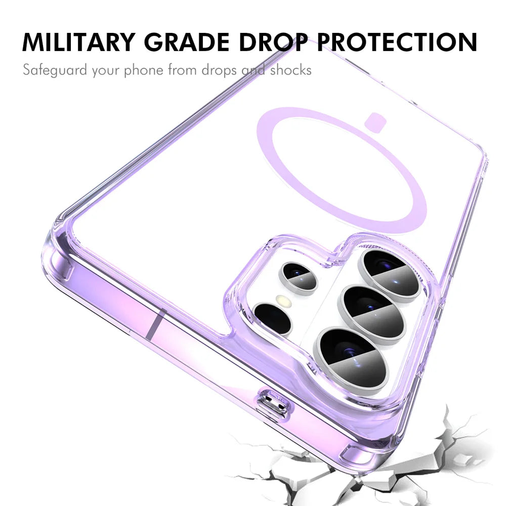 HAT PRINCE for Samsung Galaxy S25 Ultra ENKAY  Magnetic Case Clear TPU Phone Cover with High Aluminium-silicon Glass Screen Protector (Fingerprint Unlock) - Black - 3