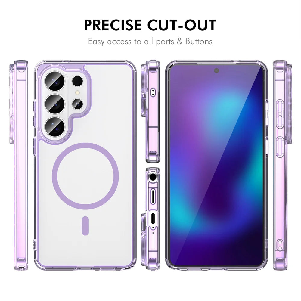 HAT PRINCE for Samsung Galaxy S24 Ultra ENKAY  Magnetic Case Clear TPU Phone Cover with High Aluminium-silicon Glass Screen Protector (Fingerprint Unlock) - Black - 4