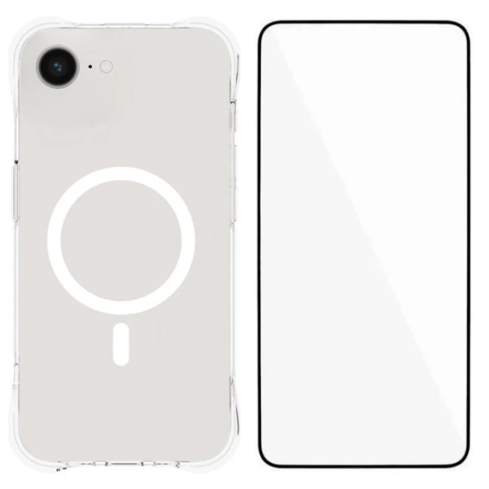 WANLONFENG for iPhone 16e / iPhone 17e WL2 Series 2.0mm Magnetic Case Clear TPU Phone Back Cover with Screen Film - Transparent - 1