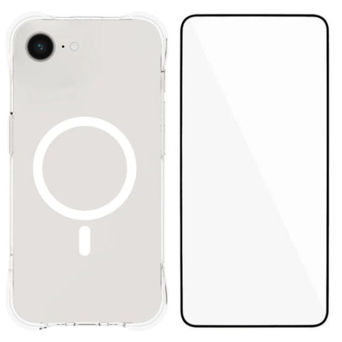 WANLONFENG for iPhone 16e / iPhone 17e WL2 Series 2.0mm Magnetic Case Clear TPU Phone Back Cover with Screen Film - Transparent - 1
