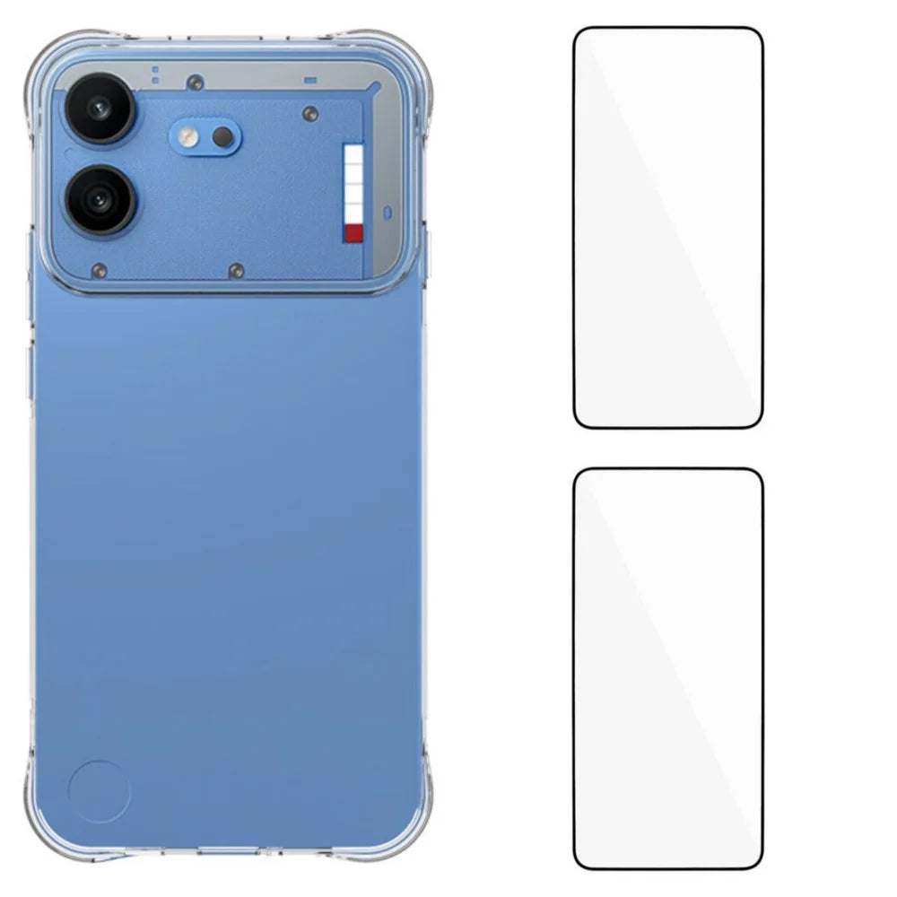 WANLONFENG for Nothing Phone (4b) WL2 Series TPU Case 2.0mm Phone Cover with 2Pcs Tempered Glass Films - Transparent - 1