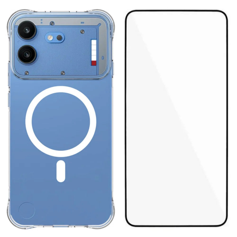 WANLONFENG for Nothing Phone (4b) WL2 Series 2.0mm Magnetic Case Clear TPU Phone Back Cover with Screen Film - Transparent - 1