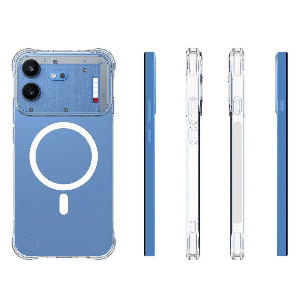 WANLONFENG for Nothing Phone (4b) WL2 Series 2.0mm Magnetic Case Clear TPU Phone Back Cover with Screen Film - Transparent - 6