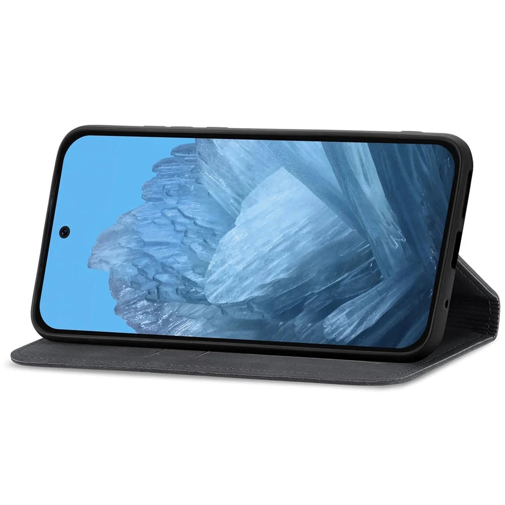 For Google Pixel 11 Pro  /  Pixel 11 Leather Case with Card Holder Magnetic Absorption Phone Cover - Black - 3