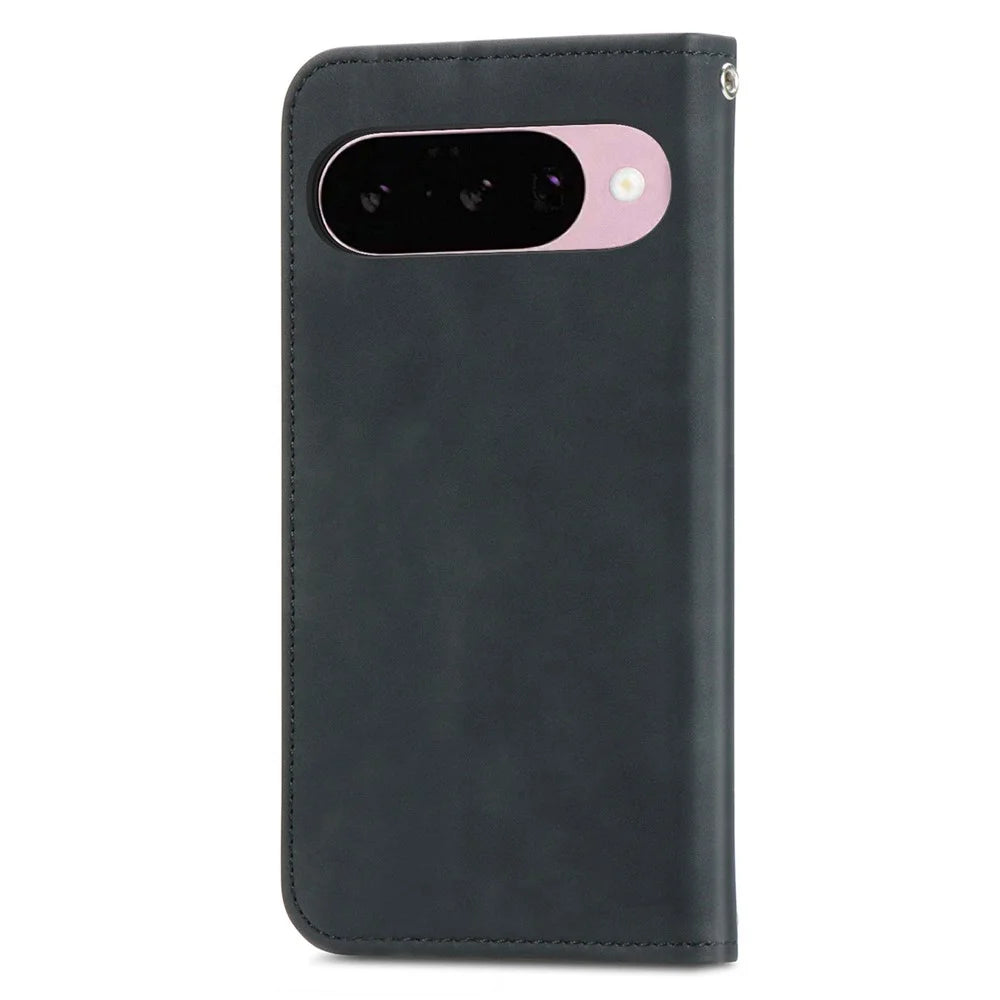 For Google Pixel 11 Pro  /  Pixel 11 Leather Case with Card Holder Magnetic Absorption Phone Cover - Black - 7