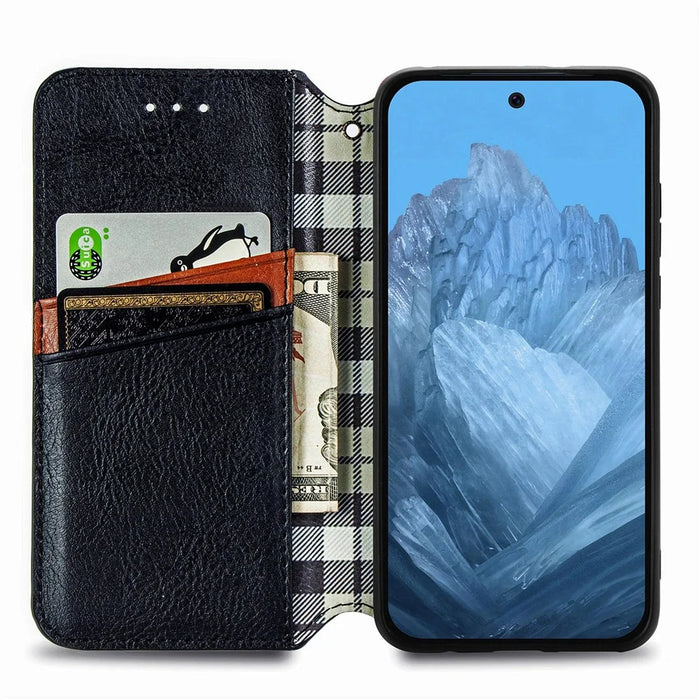 For Google Pixel 11 Pro  /  Pixel 11 Case Rhombus Imprint PU Leather Wallet Phone Cover - Black - 2