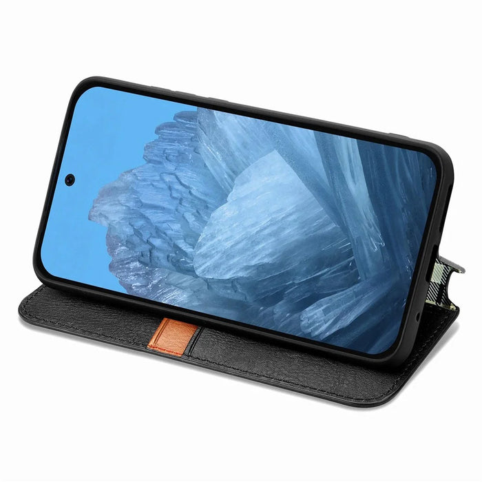 For Google Pixel 11 Pro  /  Pixel 11 Case Rhombus Imprint PU Leather Wallet Phone Cover - Black - 3