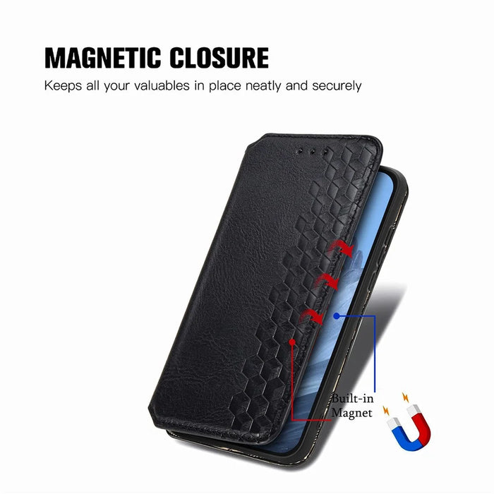 For Google Pixel 11 Pro  /  Pixel 11 Case Rhombus Imprint PU Leather Wallet Phone Cover - Black - 6