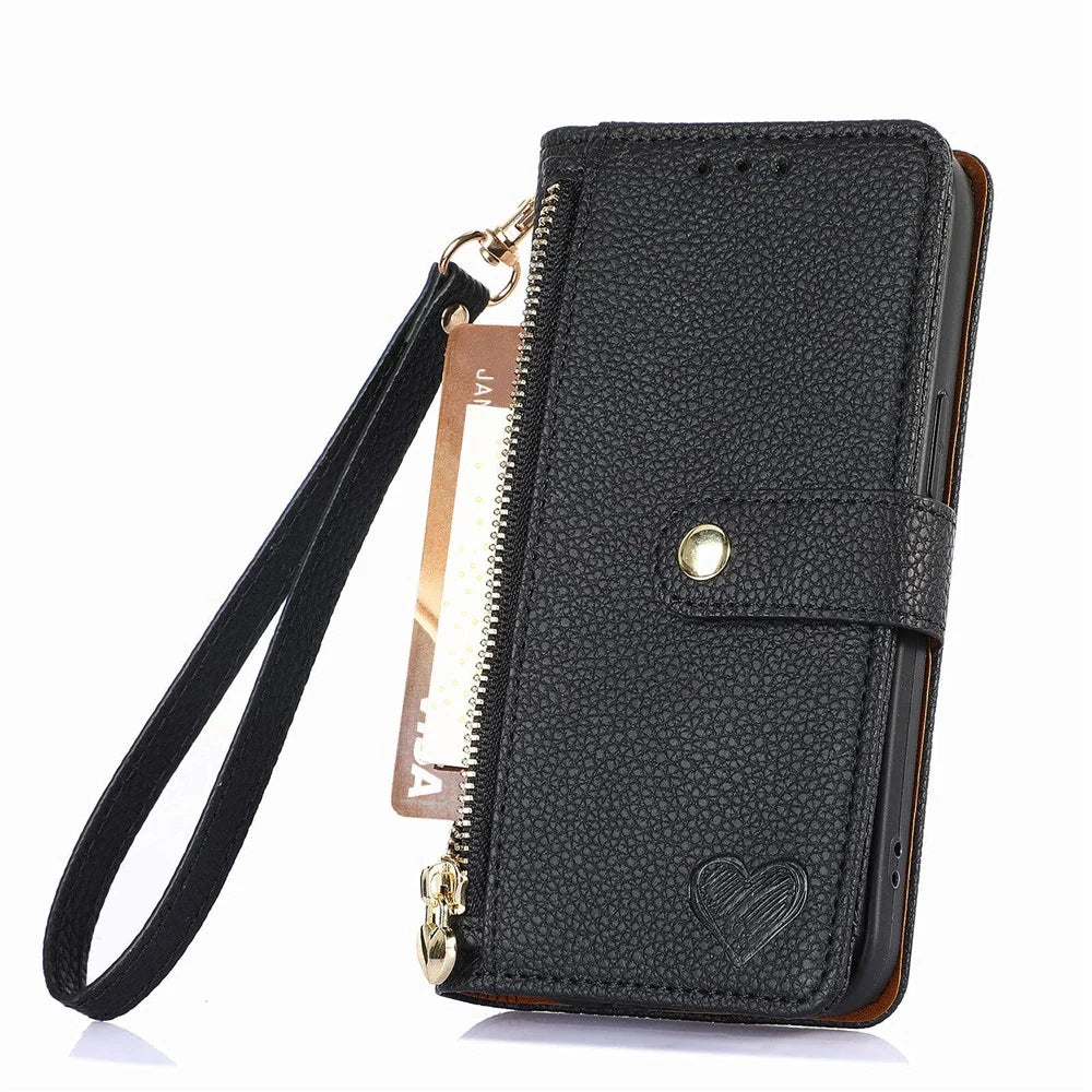 For Google Pixel 11 Pro  /  Pixel 11 Case RFID Blocking Zipper Pocket Leather Wallet Phone Cover with Strap - Black - 5