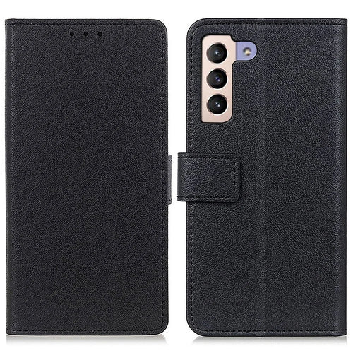 Textured Phone Case for Samsung Galaxy S23, Drop Resistant PU Leather Stand Shell Folio Flip Wallet Cover - Black - 1