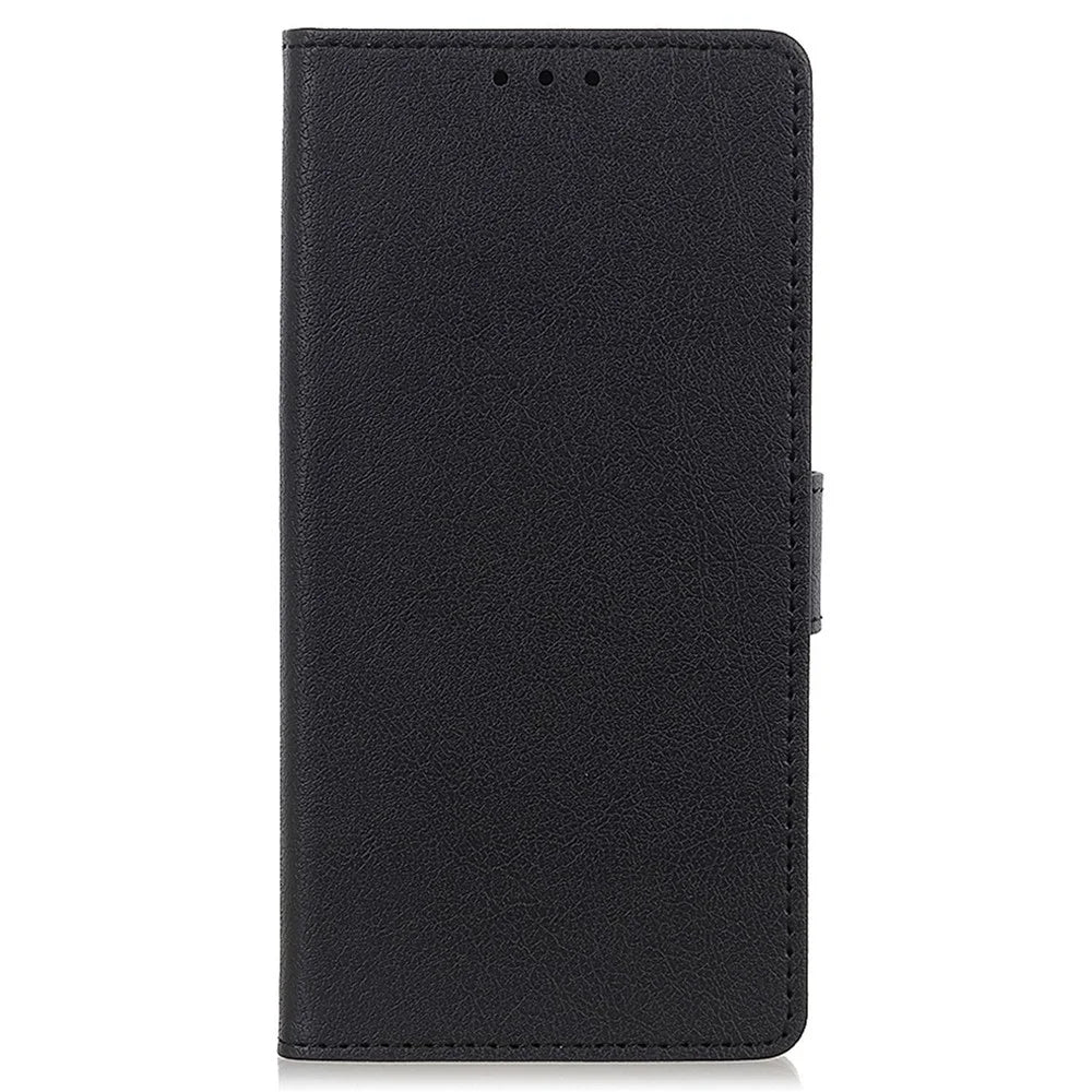 Textured Phone Case for Samsung Galaxy S23, Drop Resistant PU Leather Stand Shell Folio Flip Wallet Cover - Black - 7
