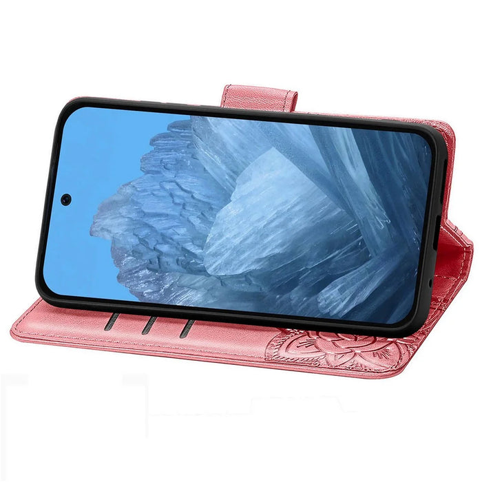 For Google Pixel 11 Pro  /  Pixel 11 Case with Strap Butterfly Pattern PU Leather Wallet Phone Cover - Pink - 6