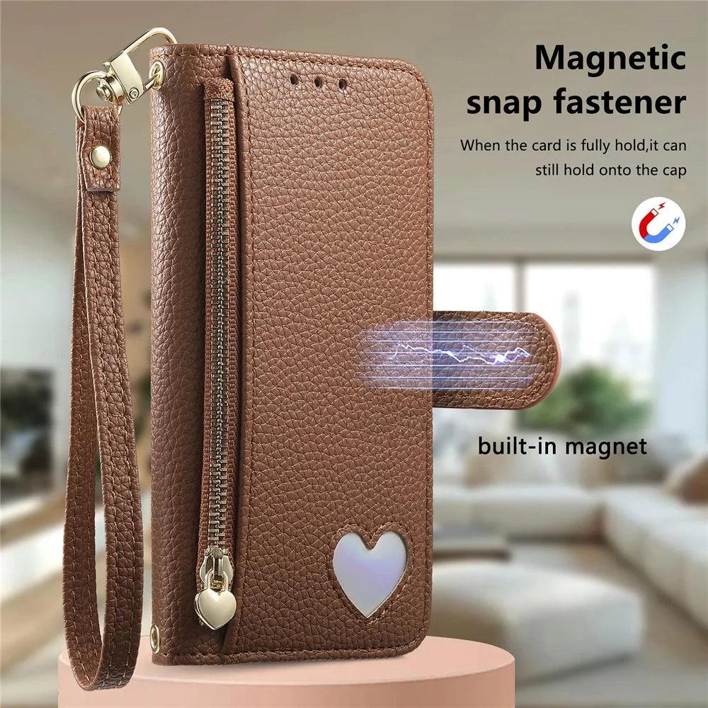 For Google Pixel 11 Pro  /  Pixel 11 Case Zipper Pocket TPU PU Leather Wallet Phone Cover with Strap - Brown - 7
