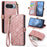For Google Pixel 11 Pro  /  Pixel 11 Case Zipper Wallet Geometry Lines Leather Phone Cover with Strap - Pink - 1